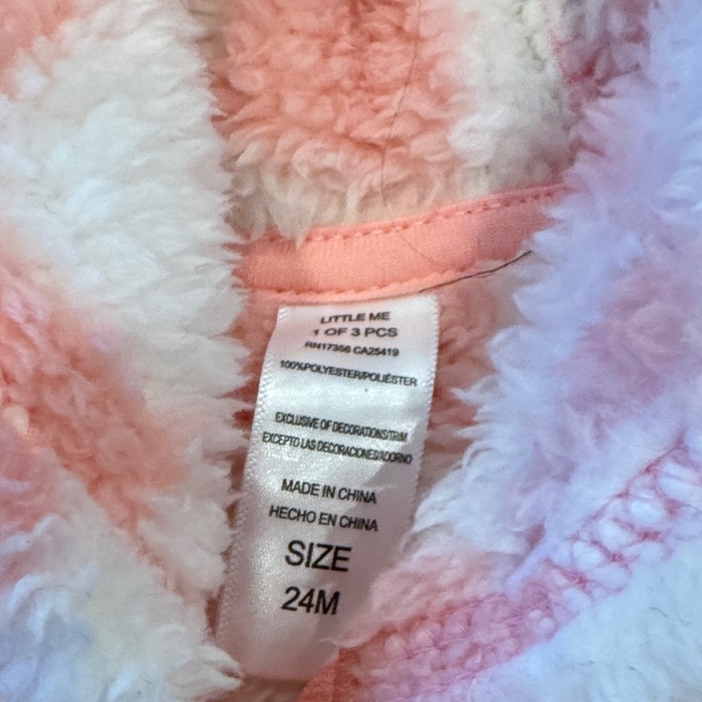 4/$20 Little Me Pink & White Checkered Fleece Vest Hoodie Gingham NWOT 24 mo 2t - Picture 2 of 3